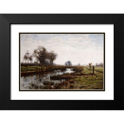 Late Afternoon-Dachau Moor Black Modern Wood Framed Art Print with Double Matting by Steele, Theodore Clement