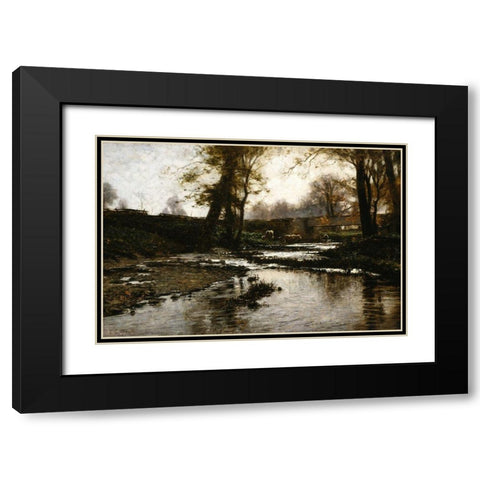 Pleasant Run Black Modern Wood Framed Art Print with Double Matting by Steele, Theodore Clement