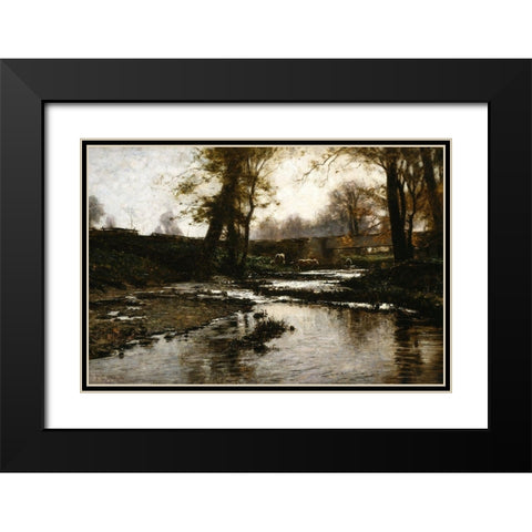 Pleasant Run Black Modern Wood Framed Art Print with Double Matting by Steele, Theodore Clement