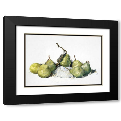 Green Pears Black Modern Wood Framed Art Print with Double Matting by Demuth, Charles