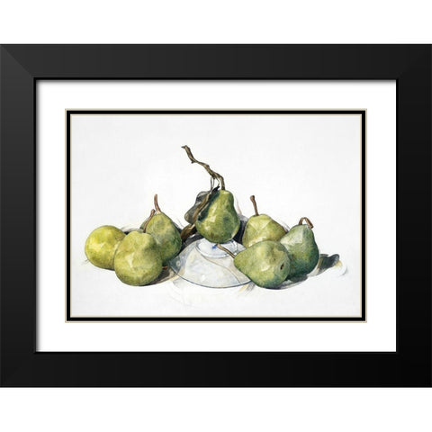 Green Pears Black Modern Wood Framed Art Print with Double Matting by Demuth, Charles