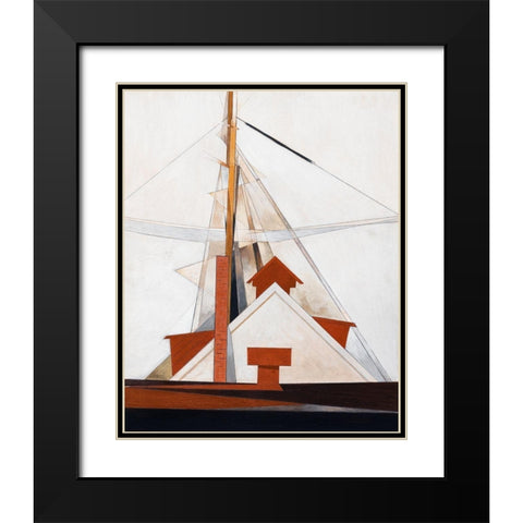 Masts Black Modern Wood Framed Art Print with Double Matting by Demuth, Charles