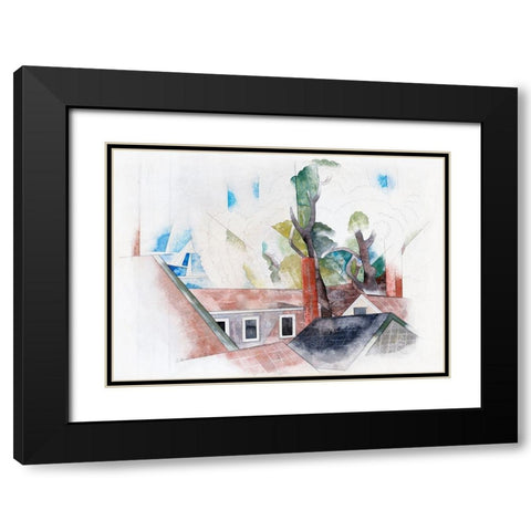 Rooftops and Trees Black Modern Wood Framed Art Print with Double Matting by Demuth, Charles