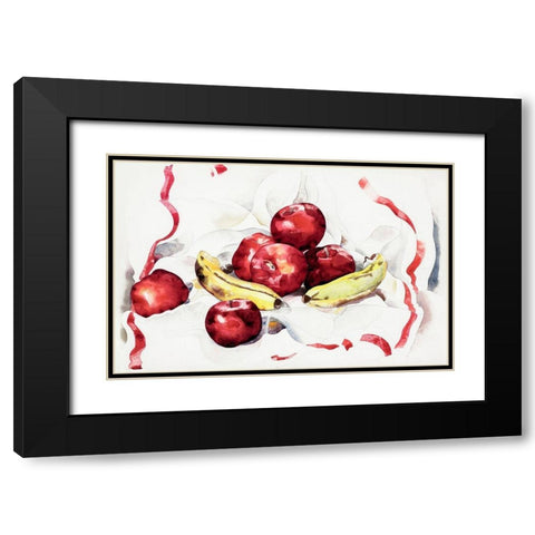 Still Life with Apples and Bananas Black Modern Wood Framed Art Print with Double Matting by Demuth, Charles