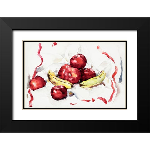 Still Life with Apples and Bananas Black Modern Wood Framed Art Print with Double Matting by Demuth, Charles