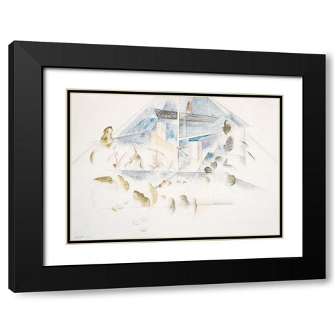 Bermuda-Masts and Foliage Black Modern Wood Framed Art Print with Double Matting by Demuth, Charles