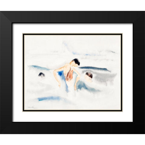 Three Figures in Water Black Modern Wood Framed Art Print with Double Matting by Demuth, Charles