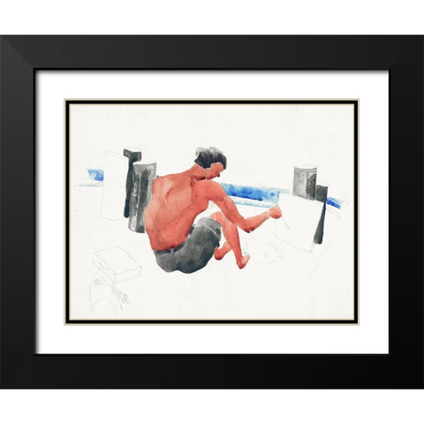 The Artist on the Beach Sketching Black Modern Wood Framed Art Print with Double Matting by Demuth, Charles