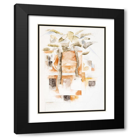 Bermuda-Houses Seen Through Trees Black Modern Wood Framed Art Print with Double Matting by Demuth, Charles