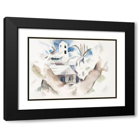 Bermuda No. 1-Tree and House Black Modern Wood Framed Art Print with Double Matting by Demuth, Charles
