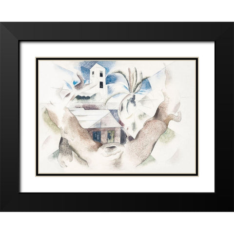 Bermuda No. 1-Tree and House Black Modern Wood Framed Art Print with Double Matting by Demuth, Charles