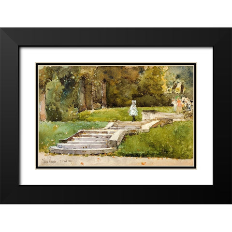 Saint-Cloud Black Modern Wood Framed Art Print with Double Matting by Hassam, Childe