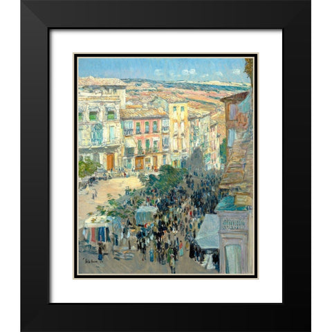 View of a Southern French City Black Modern Wood Framed Art Print with Double Matting by Hassam, Childe