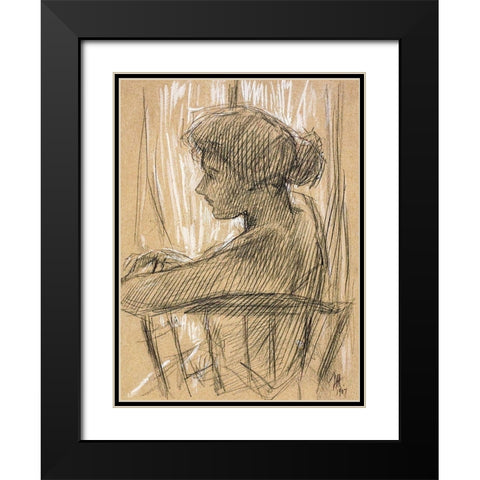 Against the Light Black Modern Wood Framed Art Print with Double Matting by Hassam, Childe