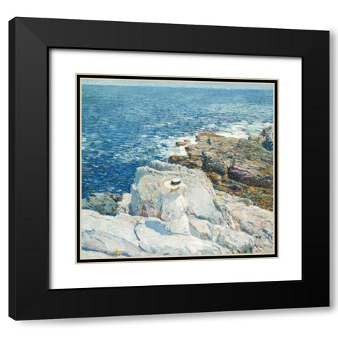 South Ledges-Appledore Black Modern Wood Framed Art Print with Double Matting by Hassam, Childe