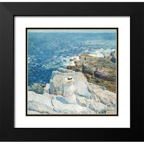 South Ledges-Appledore Black Modern Wood Framed Art Print with Double Matting by Hassam, Childe
