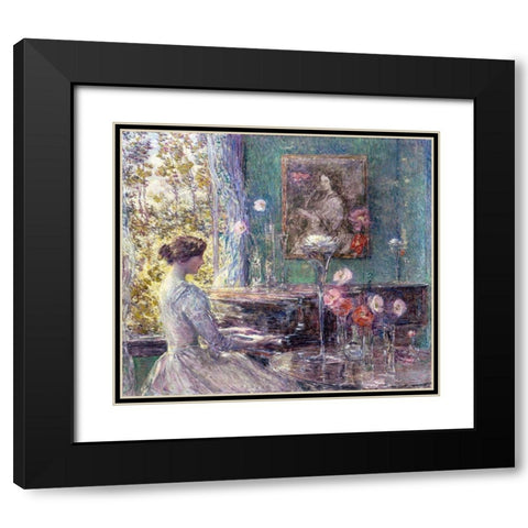Improvisation Black Modern Wood Framed Art Print with Double Matting by Hassam, Childe