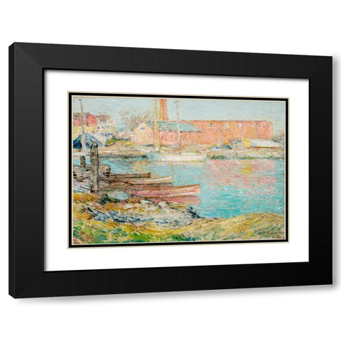 The Red Mill Black Modern Wood Framed Art Print with Double Matting by Hassam, Childe