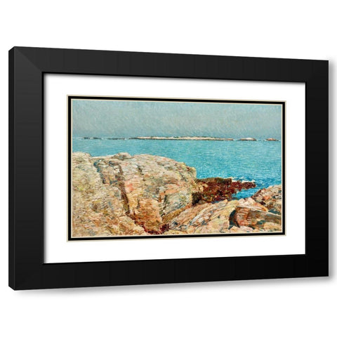Duck Island Black Modern Wood Framed Art Print with Double Matting by Hassam, Childe