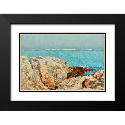 Duck Island Black Modern Wood Framed Art Print with Double Matting by Hassam, Childe
