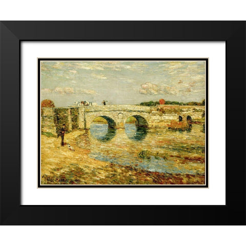 Bridge Over the Stour Black Modern Wood Framed Art Print with Double Matting by Hassam, Childe