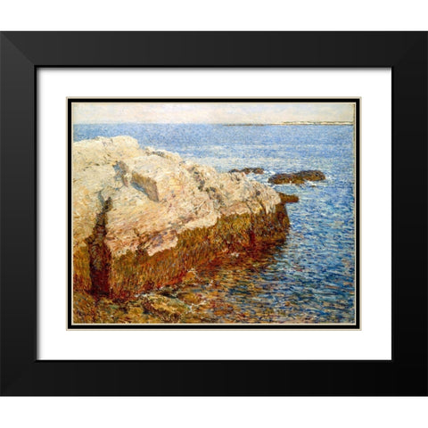 Cliff Rock Appledore Black Modern Wood Framed Art Print with Double Matting by Hassam, Childe