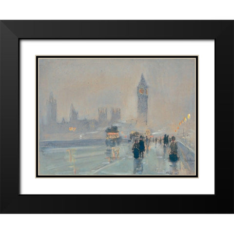Big Ben Black Modern Wood Framed Art Print with Double Matting by Hassam, Childe