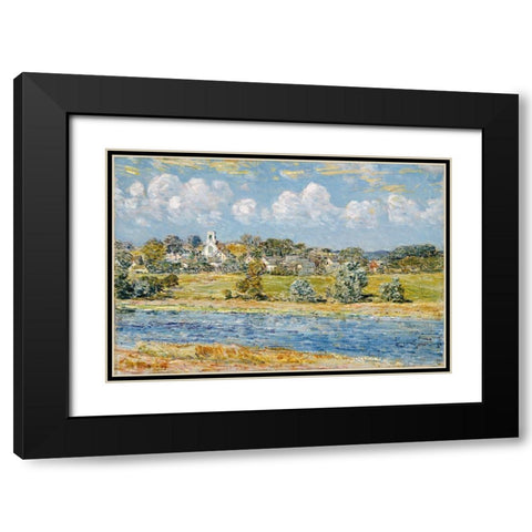 Landscape at Newfields-New Hampshire Black Modern Wood Framed Art Print with Double Matting by Hassam, Childe