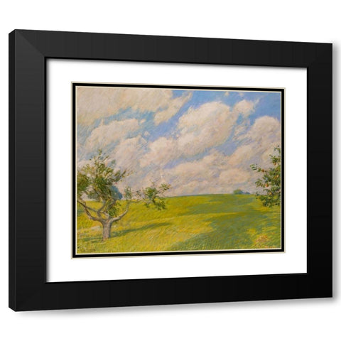 September Clouds Black Modern Wood Framed Art Print with Double Matting by Hassam, Childe