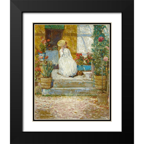 In the Sun Black Modern Wood Framed Art Print with Double Matting by Hassam, Childe
