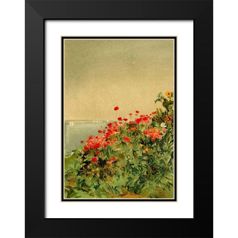Poppy Bank Black Modern Wood Framed Art Print with Double Matting by Hassam, Childe