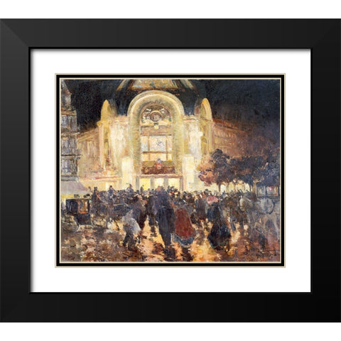 The Gaumont Palace cinema-place de Clichy Black Modern Wood Framed Art Print with Double Matting by Abel-Truchet, Louis