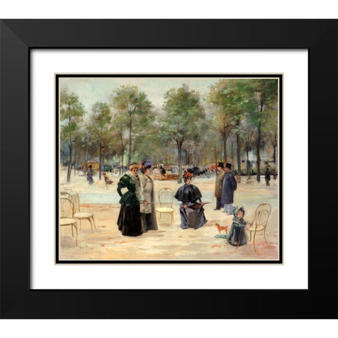 To the Champs Elysees Black Modern Wood Framed Art Print with Double Matting by Abel-Truchet, Louis