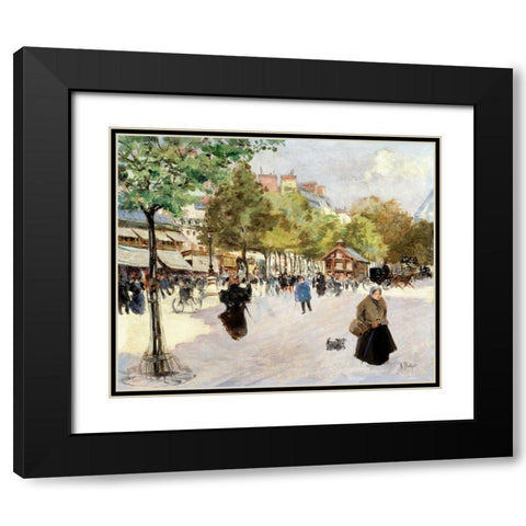 Boulevard de Clichy Black Modern Wood Framed Art Print with Double Matting by Abel-Truchet, Louis