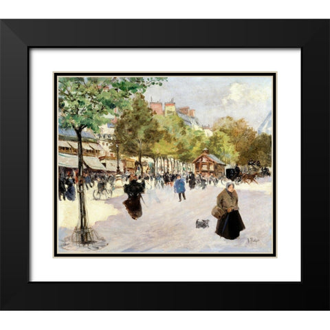 Boulevard de Clichy Black Modern Wood Framed Art Print with Double Matting by Abel-Truchet, Louis