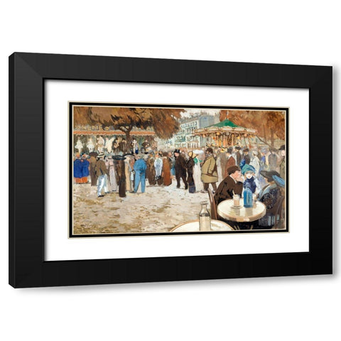 Fun fair-boulevard de Clichy Black Modern Wood Framed Art Print with Double Matting by Abel-Truchet, Louis