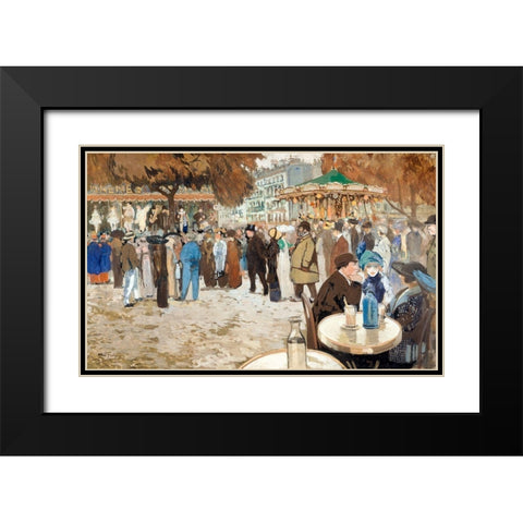 Fun fair-boulevard de Clichy Black Modern Wood Framed Art Print with Double Matting by Abel-Truchet, Louis