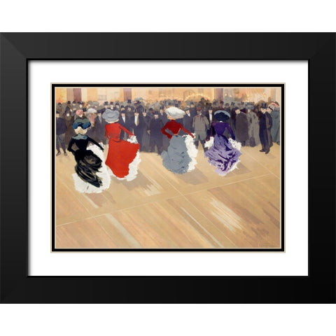 The quadrille at the Moulin-Rouge Black Modern Wood Framed Art Print with Double Matting by Abel-Truchet, Louis