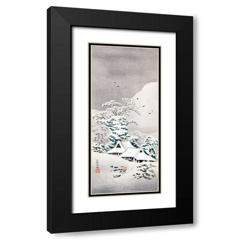 Sawatari in Snow Black Modern Wood Framed Art Print with Double Matting by Takahashi, Hiroaki