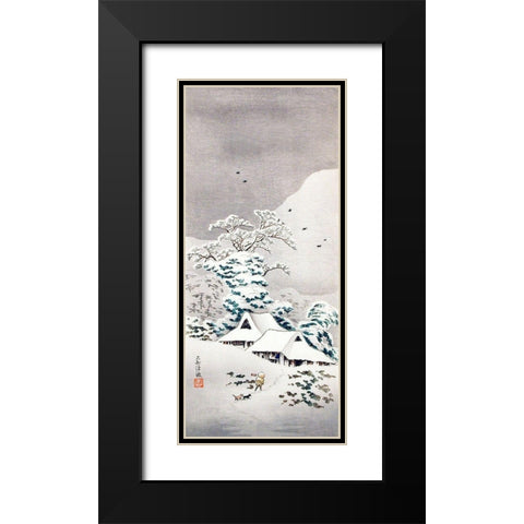 Sawatari in Snow Black Modern Wood Framed Art Print with Double Matting by Takahashi, Hiroaki