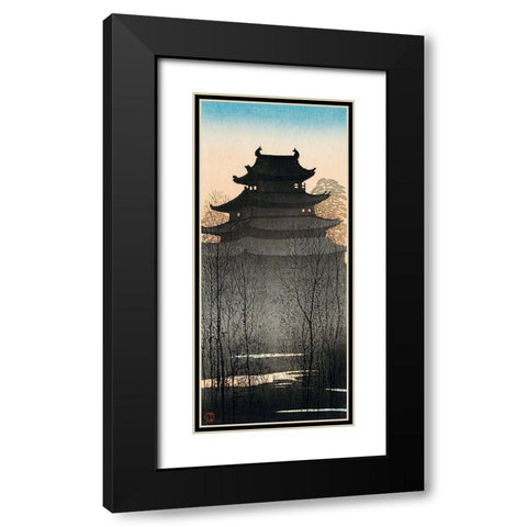 Nagoya Castle Black Modern Wood Framed Art Print with Double Matting by Takahashi, Hiroaki