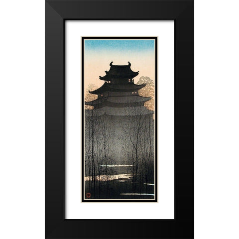 Nagoya Castle Black Modern Wood Framed Art Print with Double Matting by Takahashi, Hiroaki