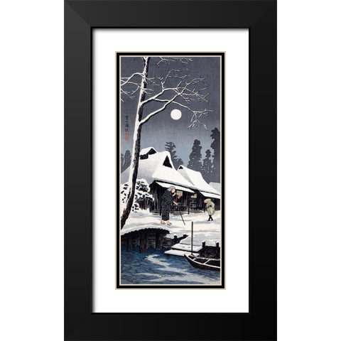 Moonlight on Snow Black Modern Wood Framed Art Print with Double Matting by Takahashi, Hiroaki