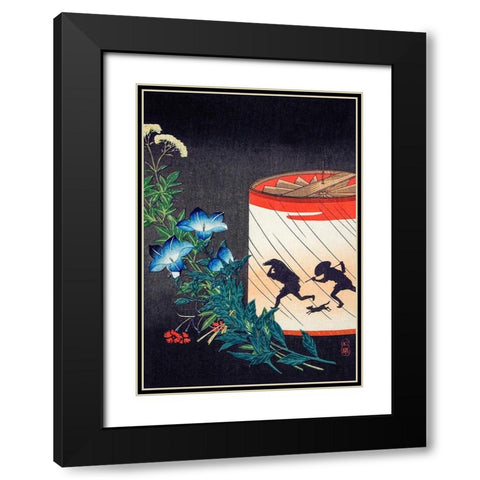 Bellflower and Lantern Black Modern Wood Framed Art Print with Double Matting by Takahashi, Hiroaki
