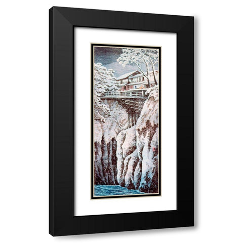 Koshu Monkey Bridge Black Modern Wood Framed Art Print with Double Matting by Takahashi, Hiroaki