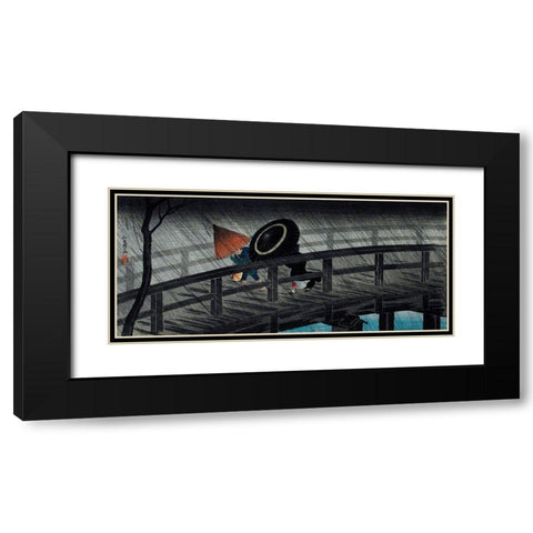 Rain on Izumi Bridge Black Modern Wood Framed Art Print with Double Matting by Takahashi, Hiroaki