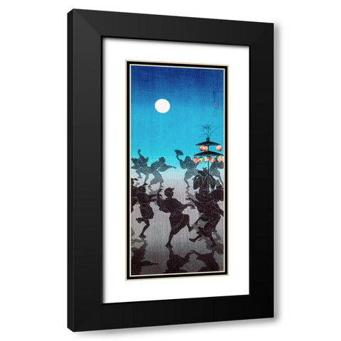 Dance for Obon Festival Black Modern Wood Framed Art Print with Double Matting by Takahashi, Hiroaki
