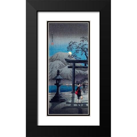 Hakone Lake in Moonlight Black Modern Wood Framed Art Print with Double Matting by Takahashi, Hiroaki