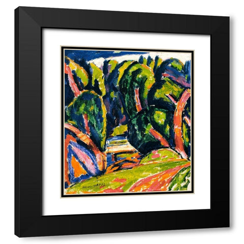 Red Tree Black Modern Wood Framed Art Print with Double Matting by Hartley, Marsden