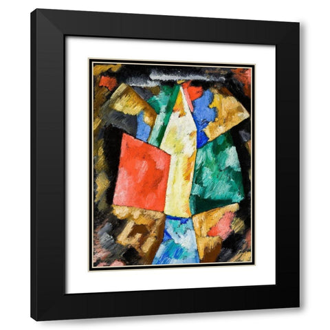 Abstraction-Blue-Yellow and Green Black Modern Wood Framed Art Print with Double Matting by Hartley, Marsden